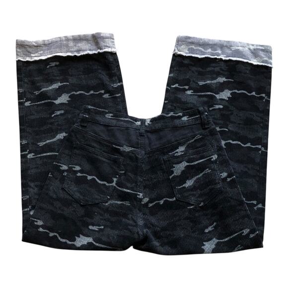 POL Camouflage Print Wide Leg Black Gray Corduroy Pants Women's Size Small - Picture 4 of 16